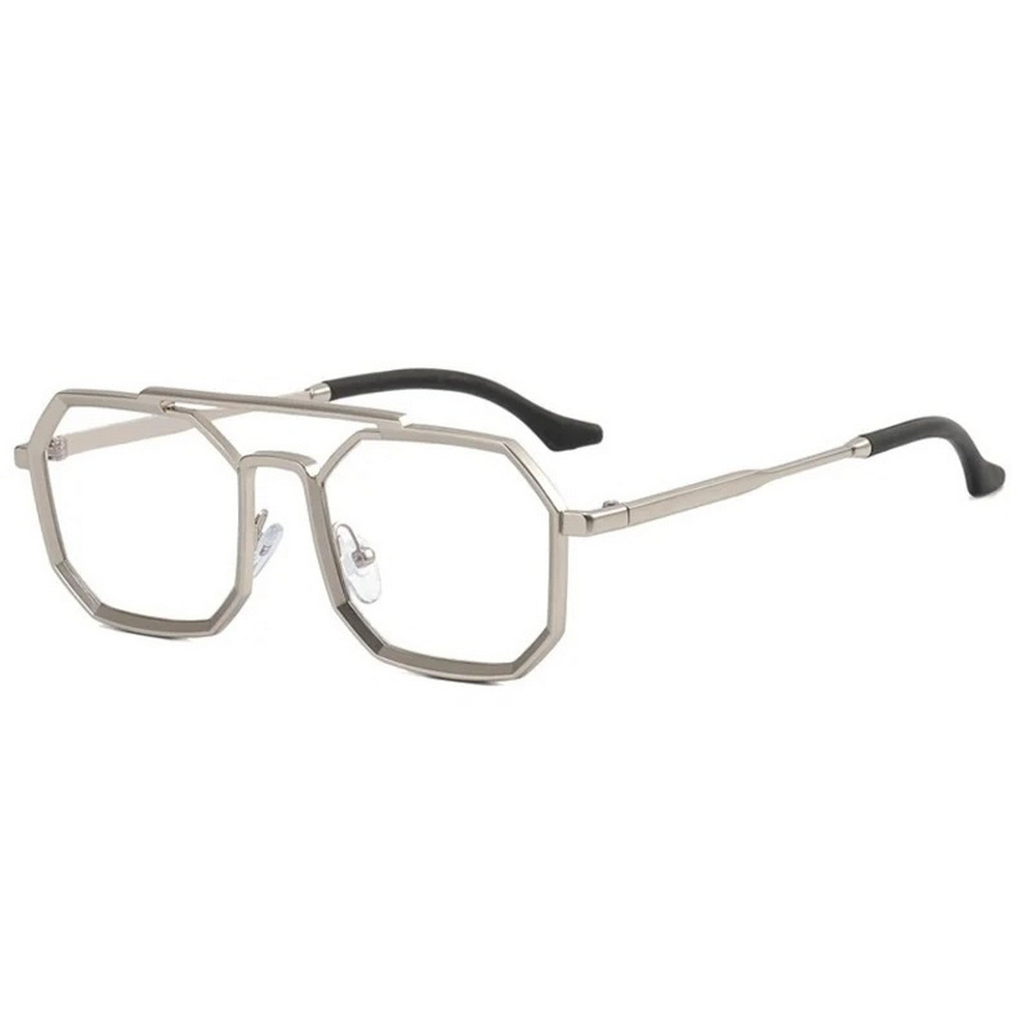 Dervin Polygonal Blue Cut Computer Glasses for Eye Protection | Zero Power, Anti Glare & Blue Light Filter Glasses | UV Protection Specs for Men & Women | Blue Cut Lenses