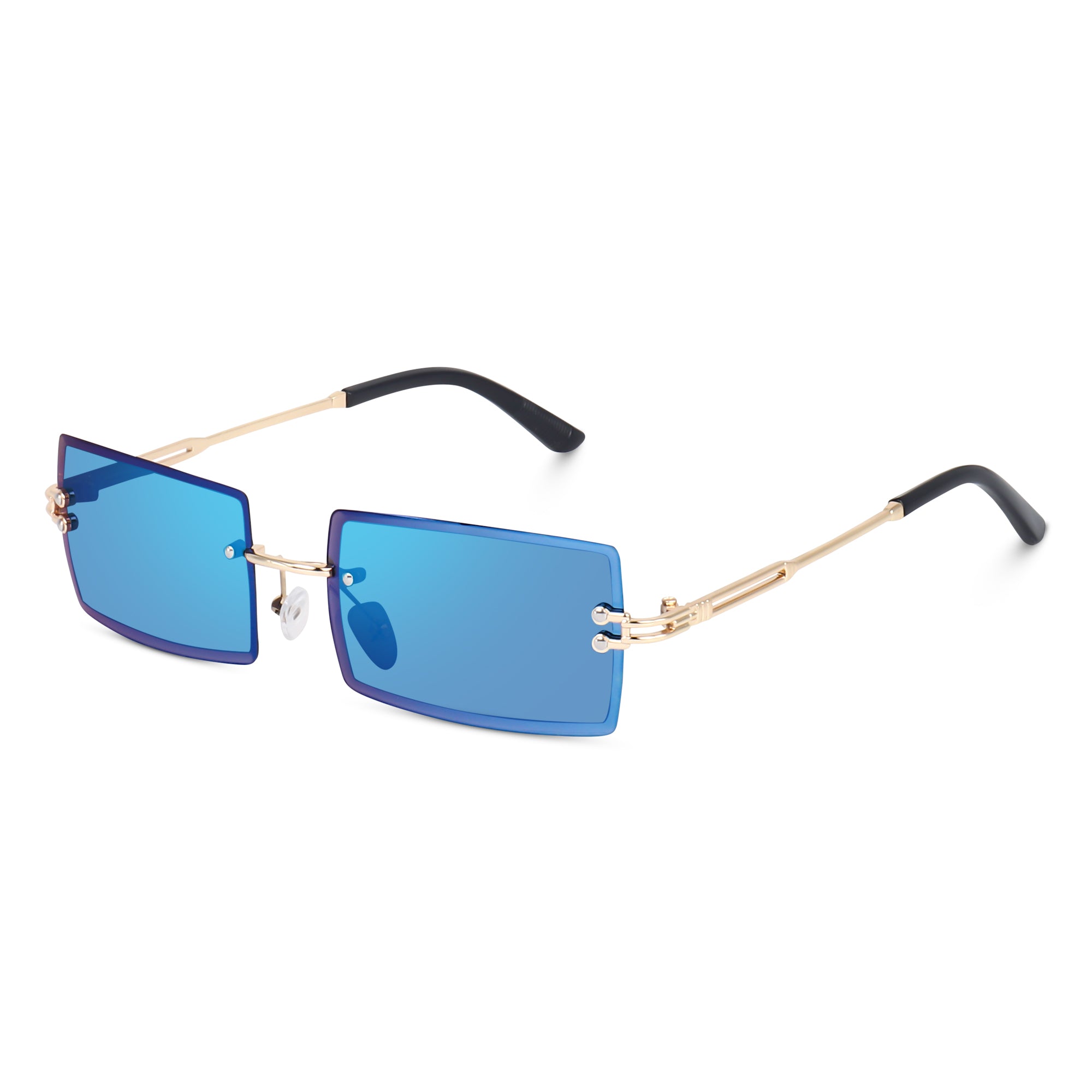 Dervin UV Protected Retro Rectangular Rimless Punk Sunglasses for Men and Women
