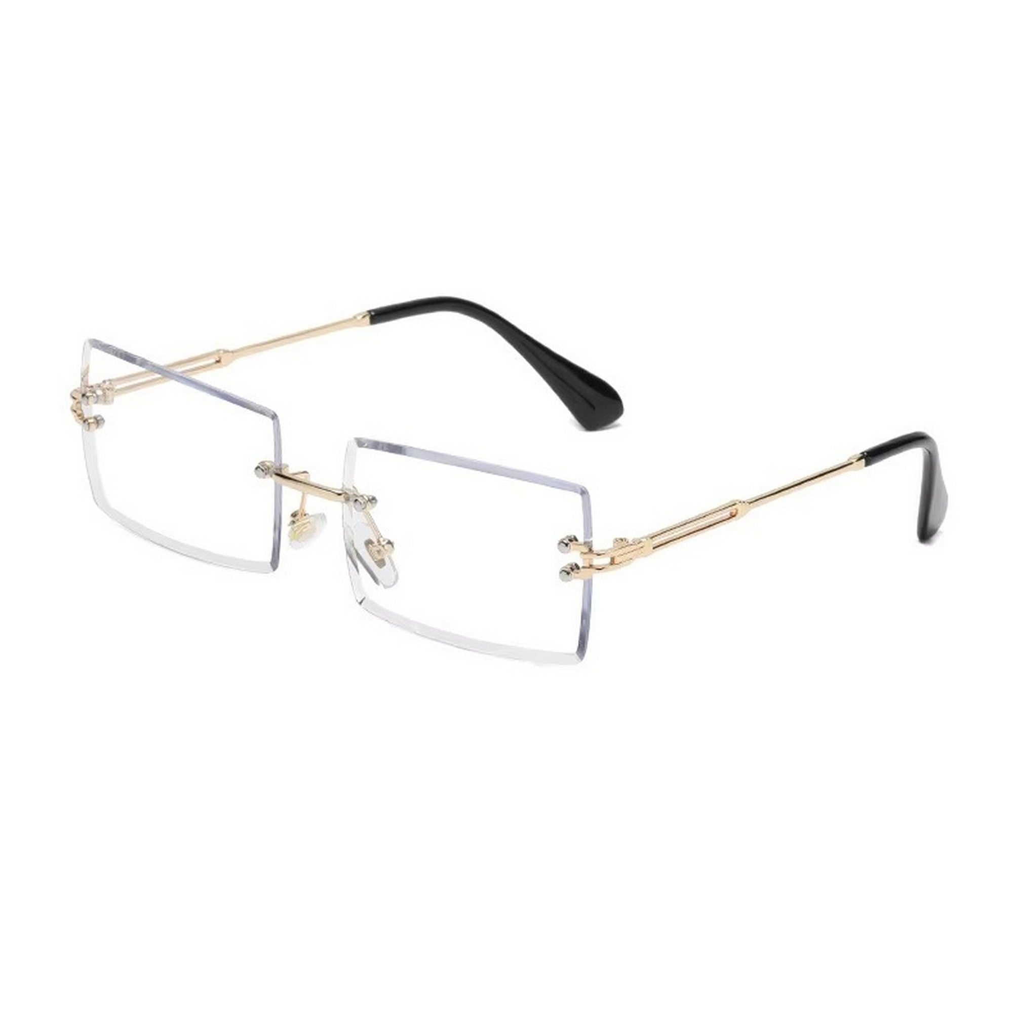 Dervin UV Protected Retro Rectangular Rimless Punk Sunglasses for Men and Women