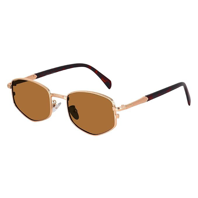 Dervin UV Protected Casual Fashionable Polygon Diamond Shaped Metal Frame Punk Sunglasses Shades for Men and Women