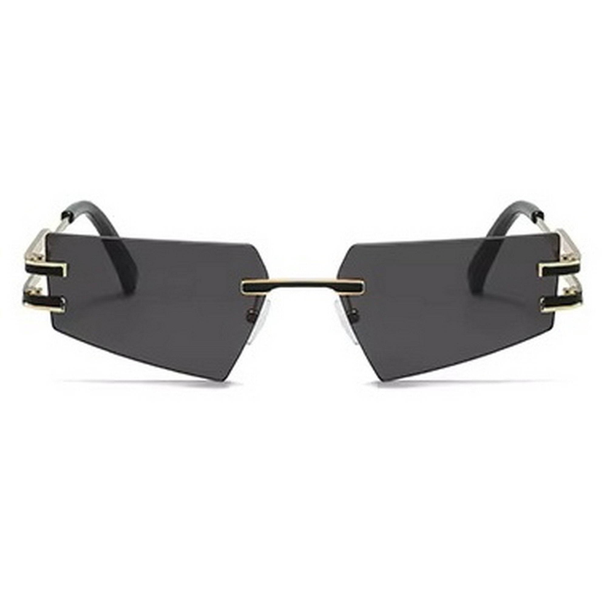 Dervin UV Protected Black Rimless Rectangular Sunglasses for Men & Women (Black)