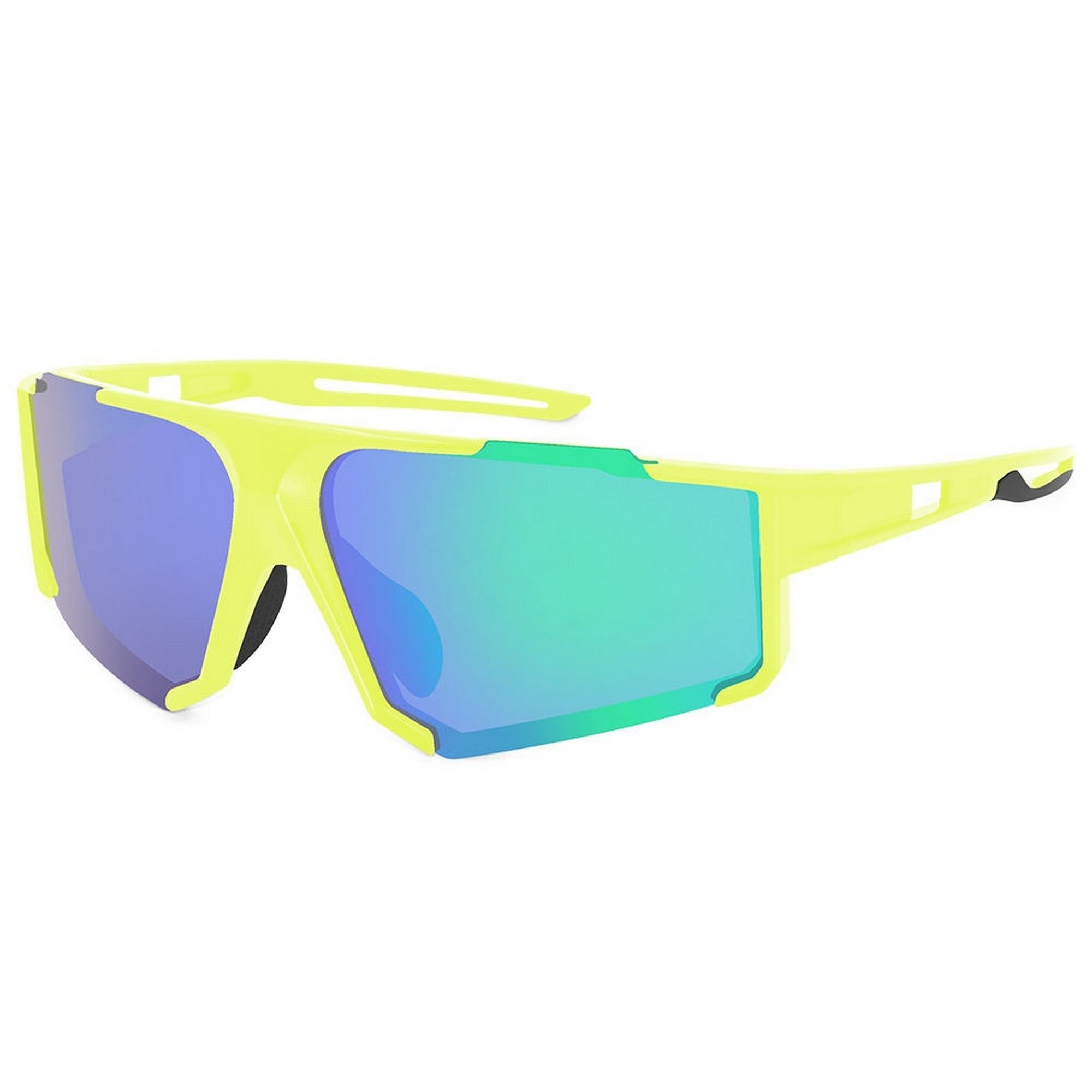 Dervin Oversized Non-Polarized Sports Sunglasses, for Men and Women, Outdoor Cricket, Cycling, Hiking, Fishing (Yellow-Green)