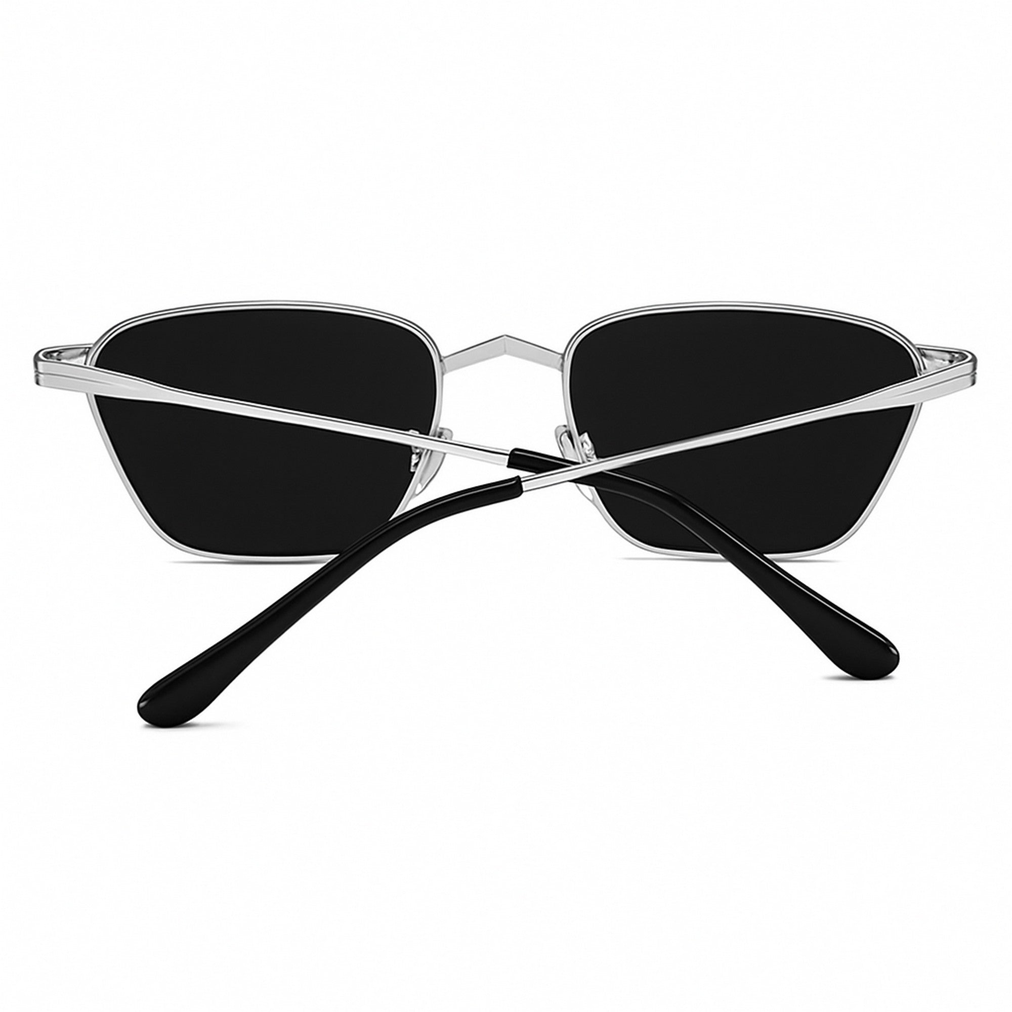 Dervin UV Protected Square Party Sunglasses for Men and Women (Silver-Black)