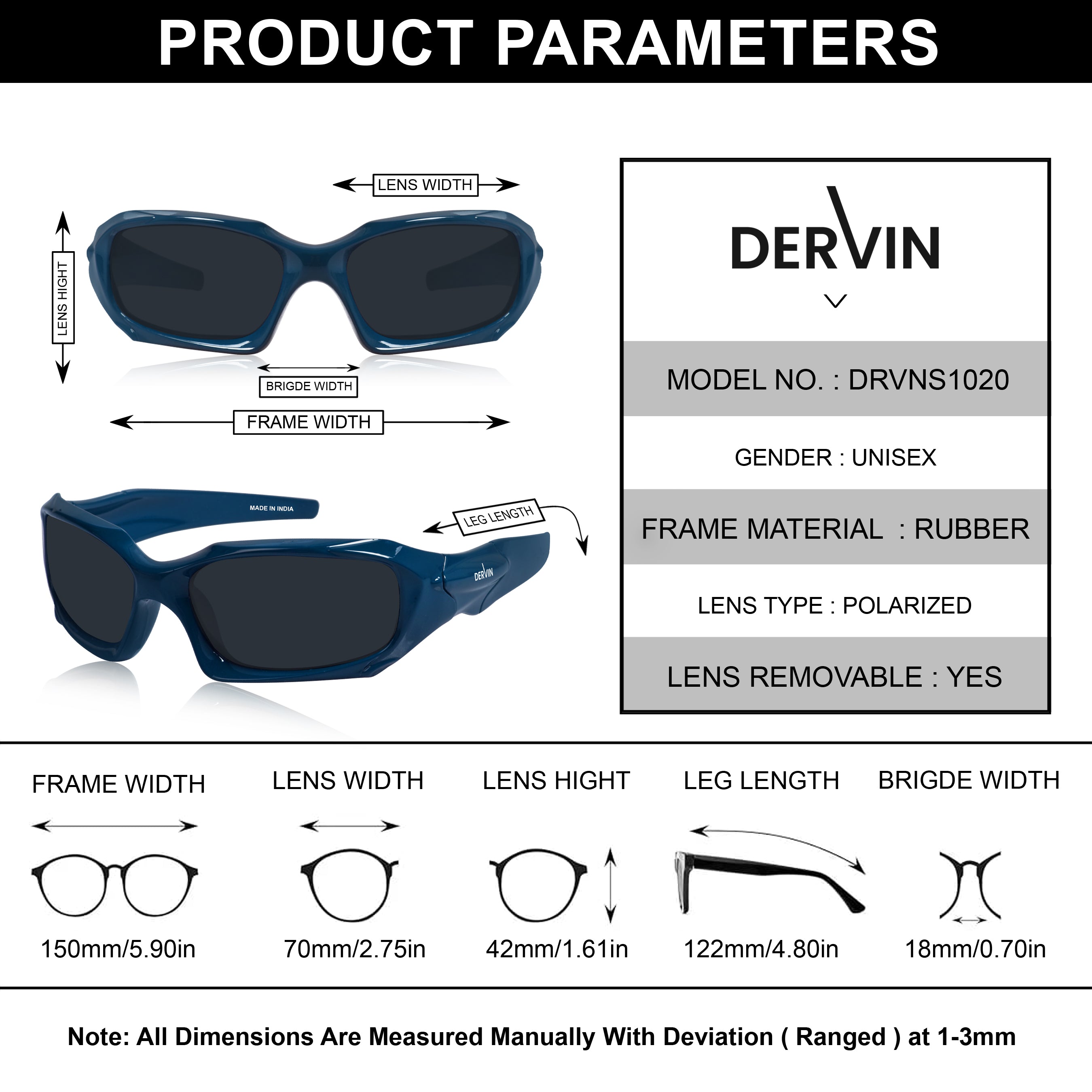 Dervin UV Protected Polarized Sports Sunglasses for Men & Women Driving Cycling Fishing Cricket Sunglasses
