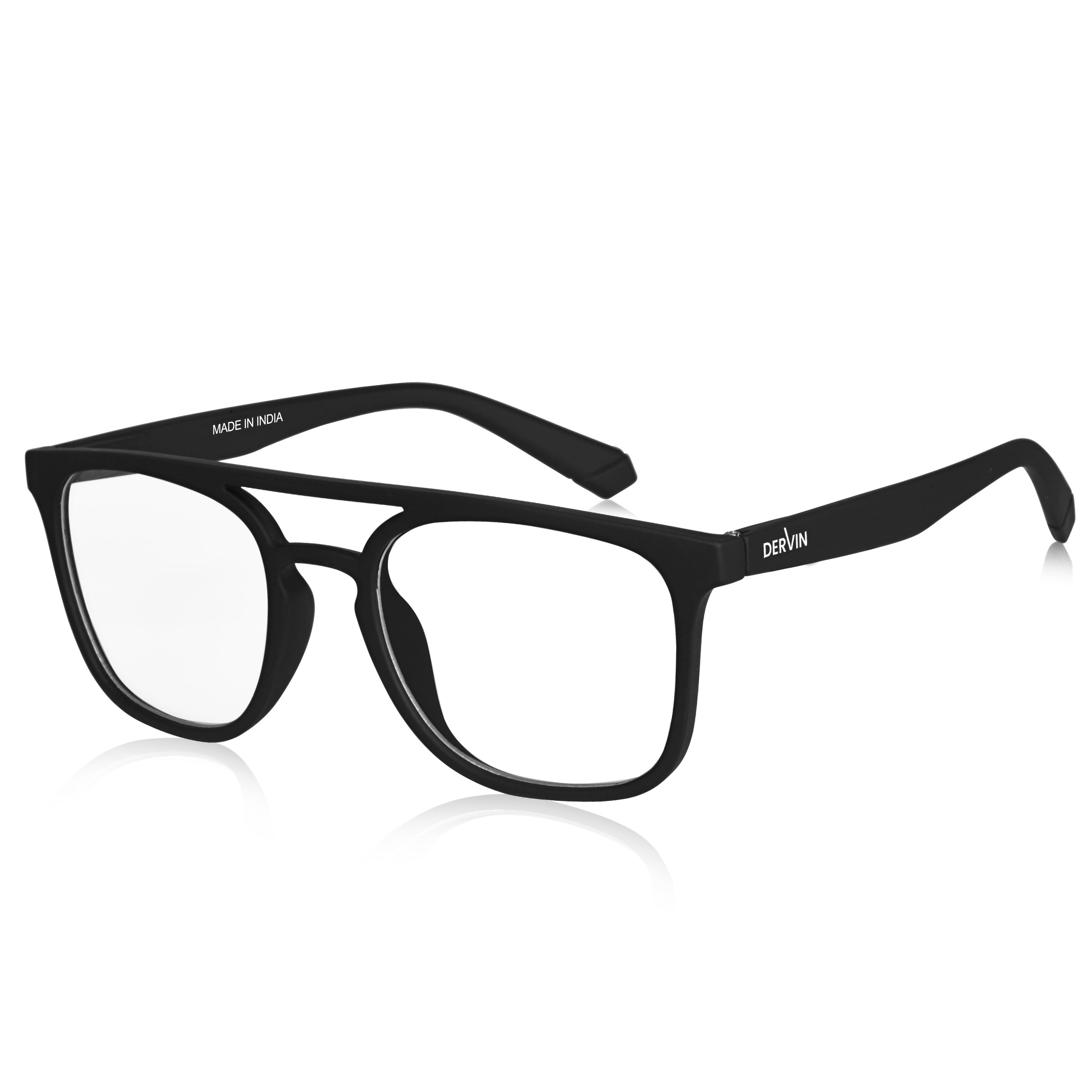 Dervin Blue Light Blocking Square Eyeglasses for Men & Women | Zero Power, Anti-Glare, Retro Square Frame, UV Protection | Blue Cut Glasses for Computer/Tablet/Laptop/Mobile