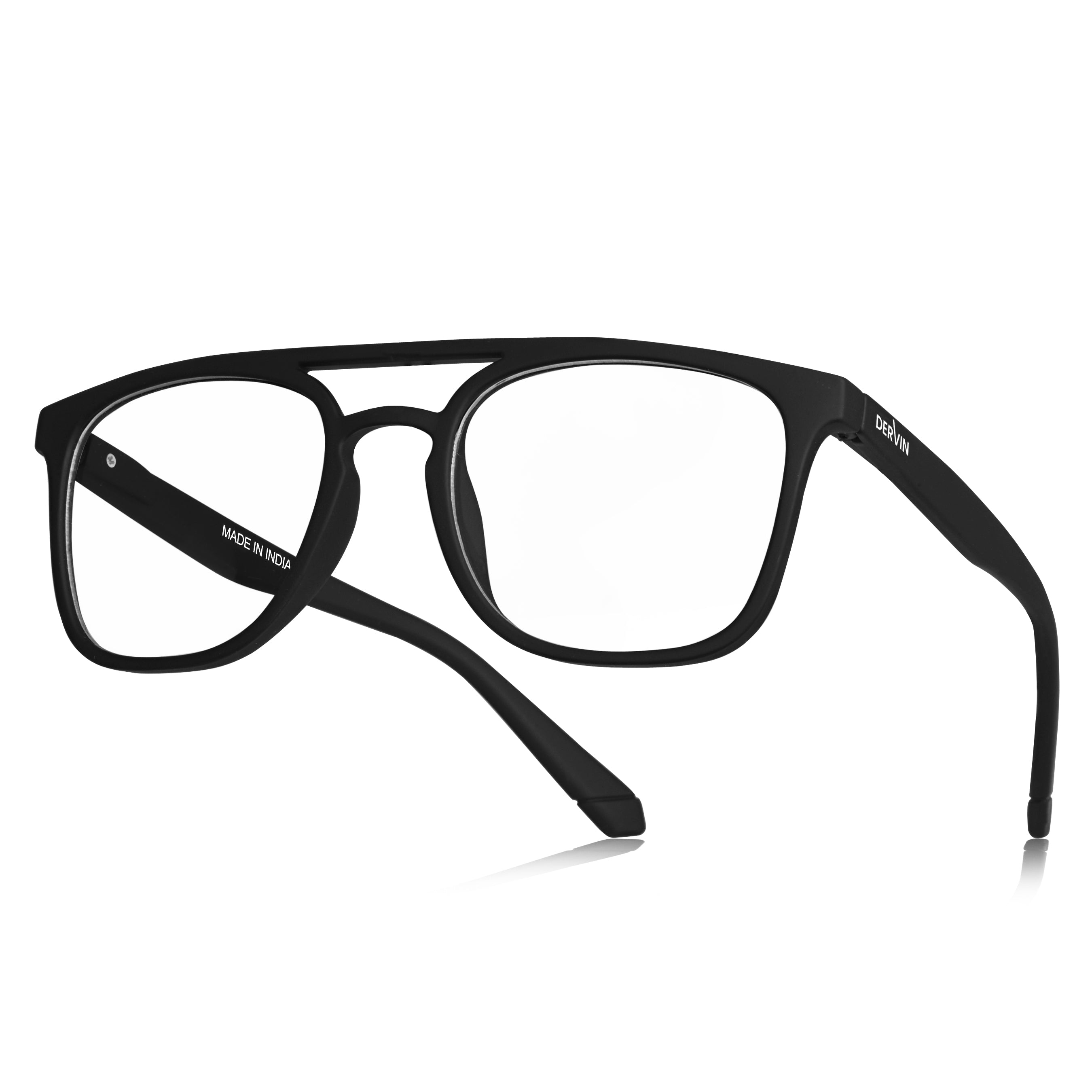 Dervin Blue Light Blocking Square Eyeglasses for Men & Women | Zero Power, Anti-Glare, Retro Square Frame, UV Protection | Blue Cut Glasses for Computer/Tablet/Laptop/Mobile