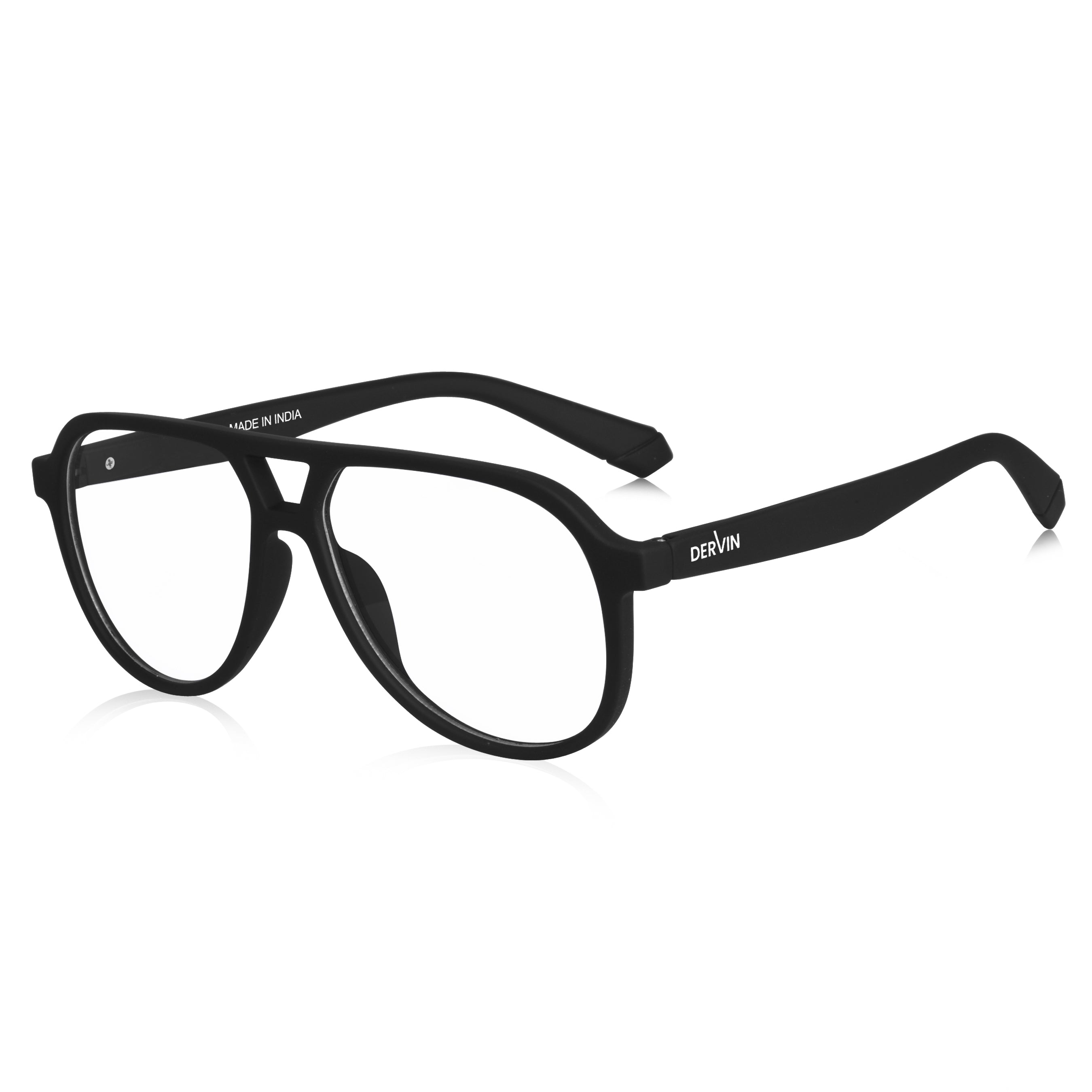 Dervin Blue Light Blocking Eyeglasses for Men & Women | Zero Power, Anti-Glare, Pilot Frame, UV Protection | Blue Cut Glasses for Computer/Tablet/Laptop/Mobile