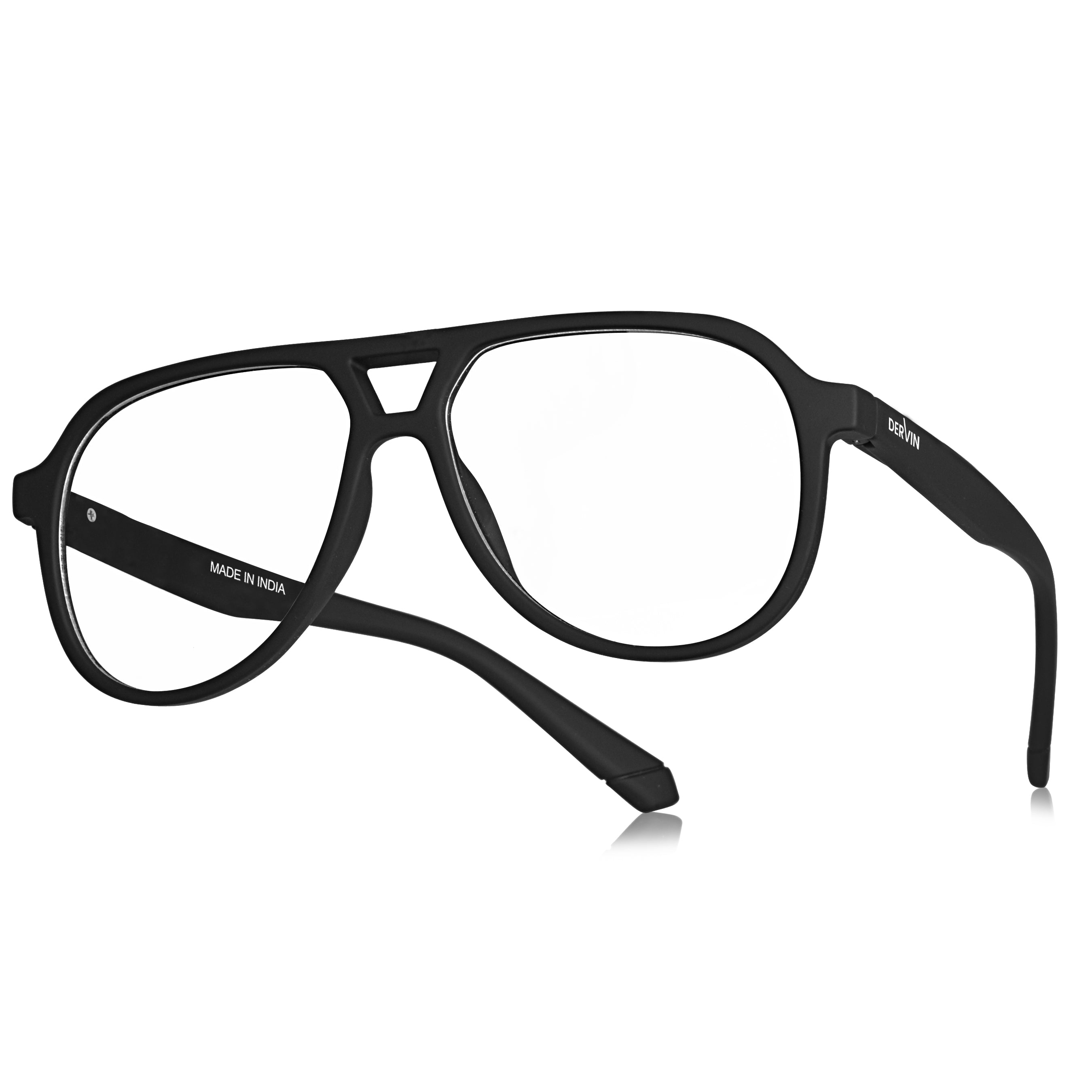 Dervin Blue Light Blocking Eyeglasses for Men & Women | Zero Power, Anti-Glare, Pilot Frame, UV Protection | Blue Cut Glasses for Computer/Tablet/Laptop/Mobile