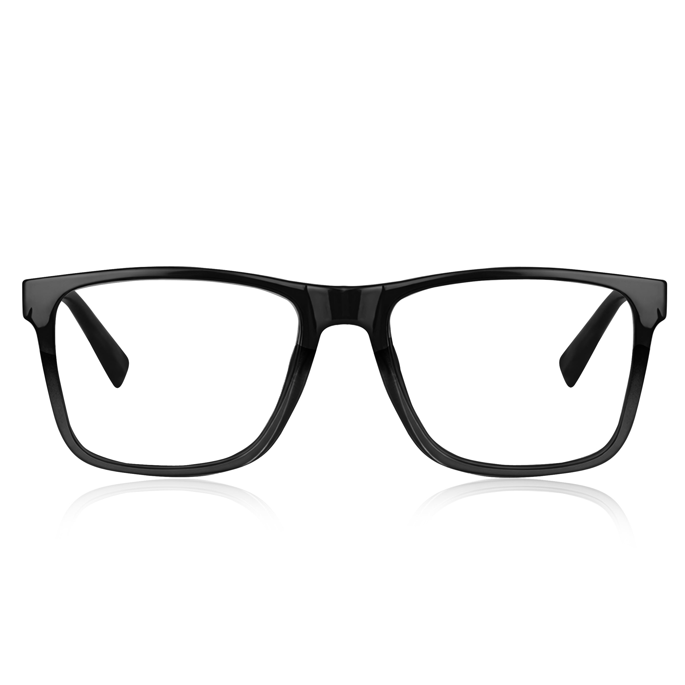 Dervin Blue Light Blocking Eyeglasses for Men & Women | Zero Power, Anti-Glare, Rectangular Frame, UV Protection | Blue Cut Glasses for Computer/Tablet/Laptop/Mobile (Black-Clear)
