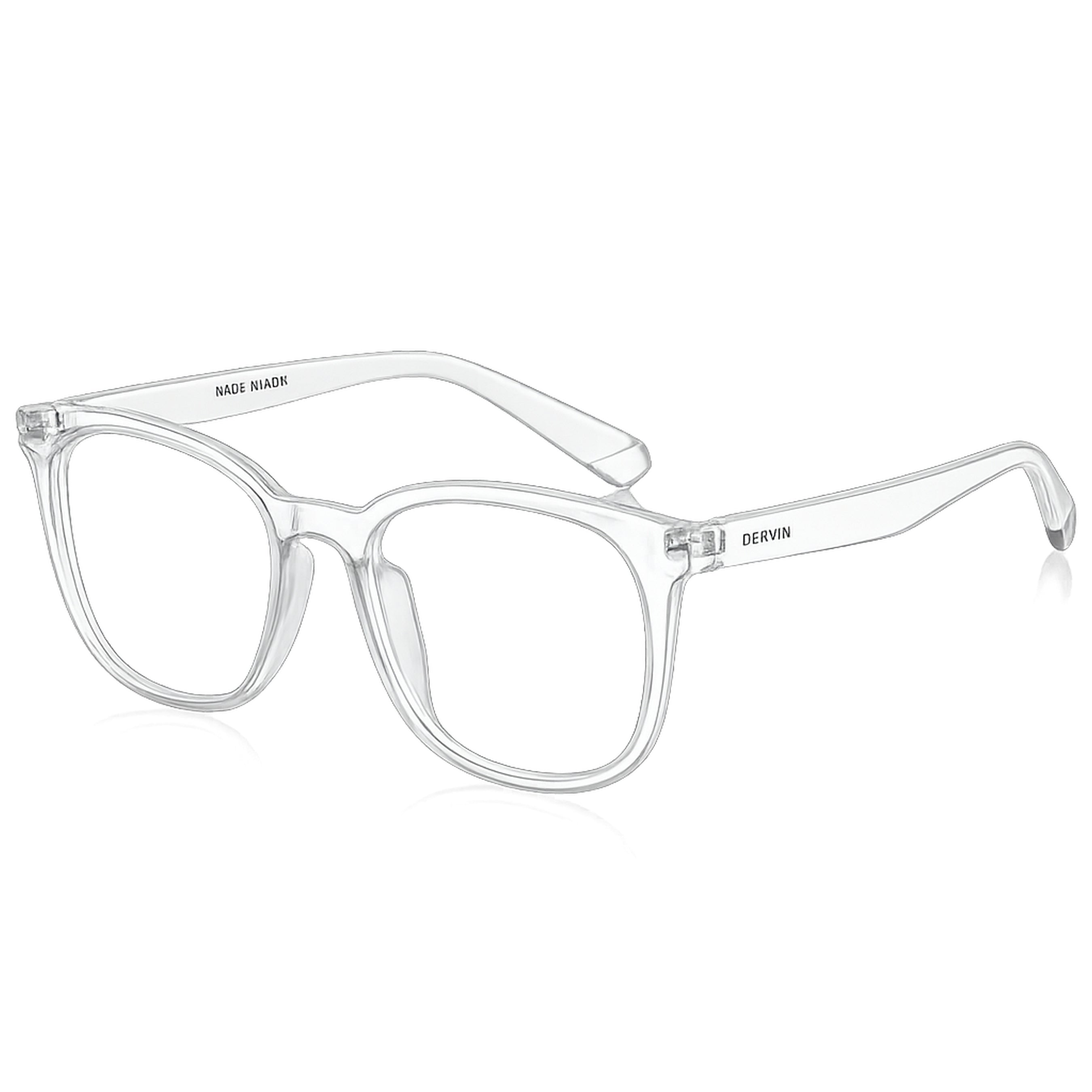 Dervin Blue Light Blocking Eyeglasses for Men & Women | Zero Power, Anti-Glare, Retro Square Frame, UV Protection | Blue Cut Glasses for Computer/Tablet/Laptop/Mobile