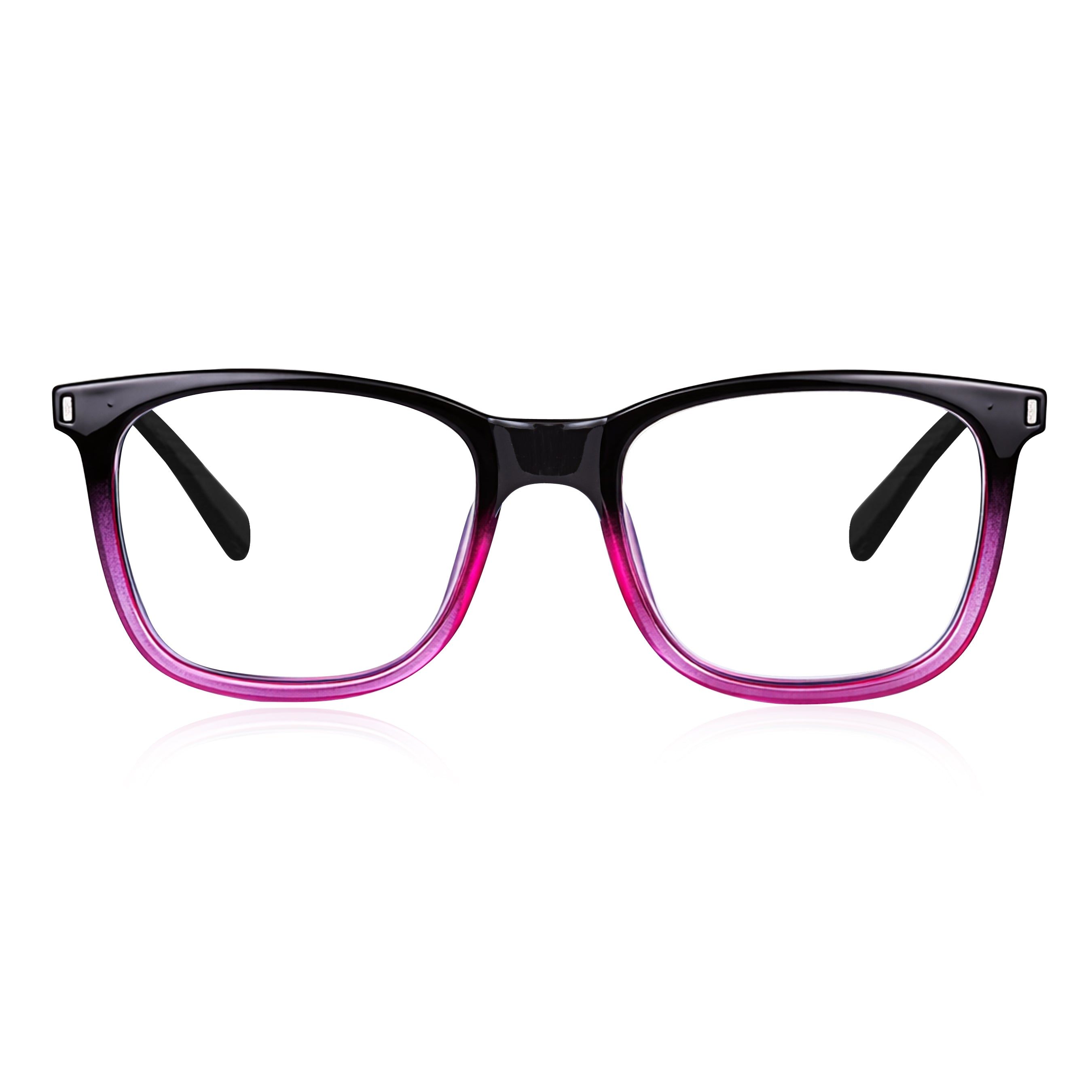 Dervin Blue Light Blocking Eyeglasses for Men & Women | Zero Power, Anti-Glare, Retro Square Frame, UV Protection | Blue Cut Glasses for Computer/Tablet/Laptop/Mobile (Black-Clear)