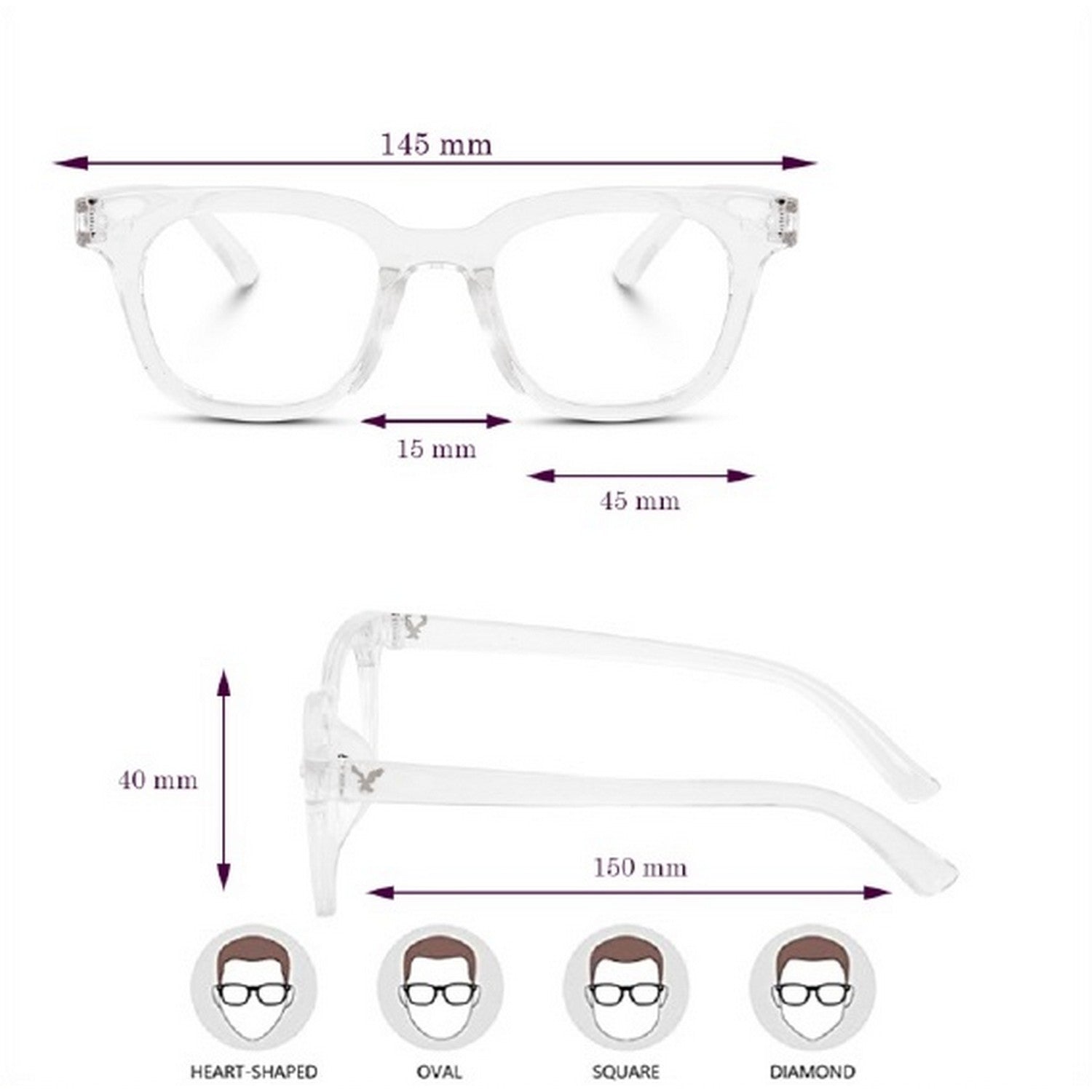 Dervin Blue Light Blocking Computer Glasses Gaming Filter Transparent Square Eyeglasses for Eye Protection Men and Women, Tablet/Laptop/Mobile/TV, Anti-blue & Anti eyestrain - Dervin