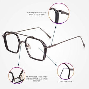 Dervin Blue Light Blocking Glasses Gaming Filter Transparent Hexagon Eyeglasses for Eye Protection Men Women, Computer/Tablet/Laptop/Mobile/TV, Anti-blue & Anti eyestrain - Dervin