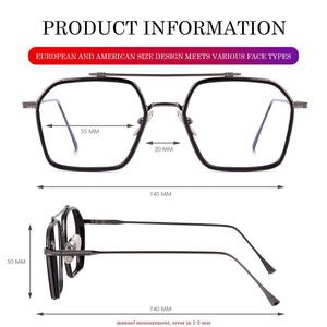 Dervin Blue Light Blocking Glasses Gaming Filter Transparent Hexagon Eyeglasses for Eye Protection Men Women, Computer/Tablet/Laptop/Mobile/TV, Anti-blue & Anti eyestrain - Dervin