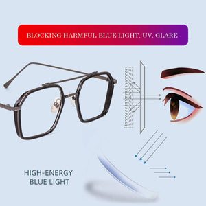 Dervin Blue Light Blocking Glasses Gaming Filter Transparent Hexagon Eyeglasses for Eye Protection Men Women, Computer/Tablet/Laptop/Mobile/TV, Anti-blue & Anti eyestrain - Dervin