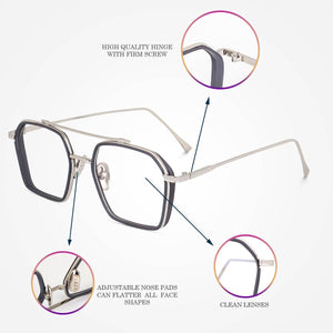 Dervin Blue Light Blocking Glasses Gaming Filter Transparent Hexagon Eyeglasses for Eye Protection Men Women, Computer/Tablet/Laptop/Mobile/TV, Anti-blue & Anti eyestrain - Dervin