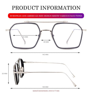 Dervin Blue Light Blocking Glasses Gaming Filter Transparent Hexagon Eyeglasses for Eye Protection Men Women, Computer/Tablet/Laptop/Mobile/TV, Anti-blue & Anti eyestrain - Dervin