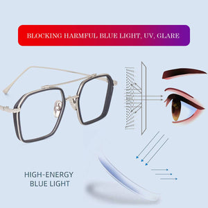 Dervin Blue Light Blocking Glasses Gaming Filter Transparent Hexagon Eyeglasses for Eye Protection Men Women, Computer/Tablet/Laptop/Mobile/TV, Anti-blue & Anti eyestrain - Dervin