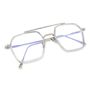 Dervin Blue Light Blocking Glasses Gaming Filter Transparent Hexagon Eyeglasses for Eye Protection Men Women, Computer/Tablet/Laptop/Mobile/TV, Anti-blue & Anti eyestrain - Dervin