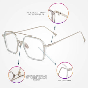 Dervin Blue Light Blocking Glasses Gaming Filter Transparent Hexagon Eyeglasses for Eye Protection Men Women, Computer/Tablet/Laptop/Mobile/TV, Anti-blue & Anti eyestrain - Dervin