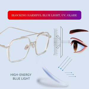 Dervin Blue Light Blocking Glasses Gaming Filter Transparent Hexagon Eyeglasses for Eye Protection Men Women, Computer/Tablet/Laptop/Mobile/TV, Anti-blue & Anti eyestrain - Dervin