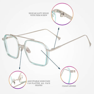 Dervin Blue Light Blocking Glasses Gaming Filter Transparent Hexagon Eyeglasses for Eye Protection Men Women, Computer/Tablet/Laptop/Mobile/TV, Anti-blue & Anti eyestrain - Dervin