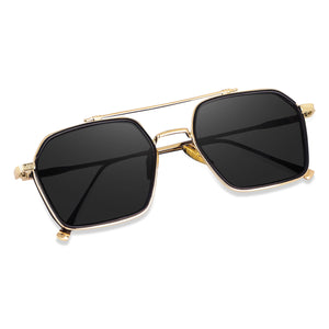 Dervin UV Protected Full Rim Hexagonal Polygon Sunglasses for Men - Dervin