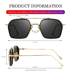 Dervin UV Protected Full Rim Hexagonal Polygon Sunglasses for Men - Dervin