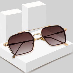 Dervin UV Protected Full Rim Hexagonal Polygon Sunglasses for Men - Dervin