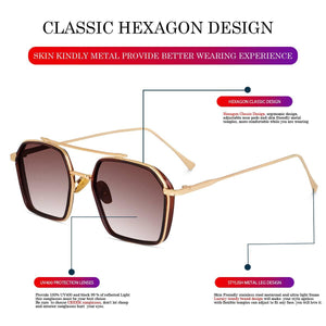 Dervin UV Protected Full Rim Hexagonal Polygon Sunglasses for Men - Dervin