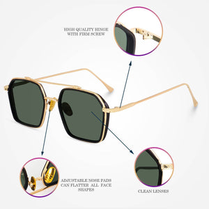 Dervin UV Protected Full Rim Hexagonal Polygon Sunglasses for Men - Dervin