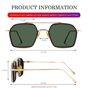 Dervin UV Protected Full Rim Hexagonal Polygon Sunglasses for Men - Dervin