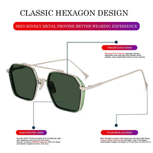 Dervin UV Protected Full Rim Hexagonal Polygon Sunglasses for Men - Dervin