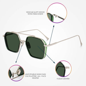 Dervin UV Protected Full Rim Hexagonal Polygon Sunglasses for Men - Dervin