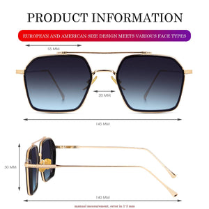 Dervin UV Protected Full Rim Hexagonal Polygon Sunglasses for Men - Dervin