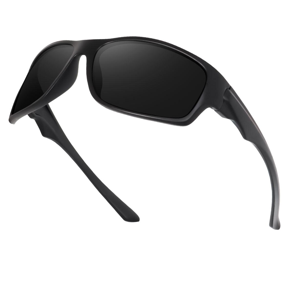 Dervin UV Protected Polarized Sports Sunglasses for Men and Women Driving Cycling Fishing Cricket Sunglasses (Black) - Dervin