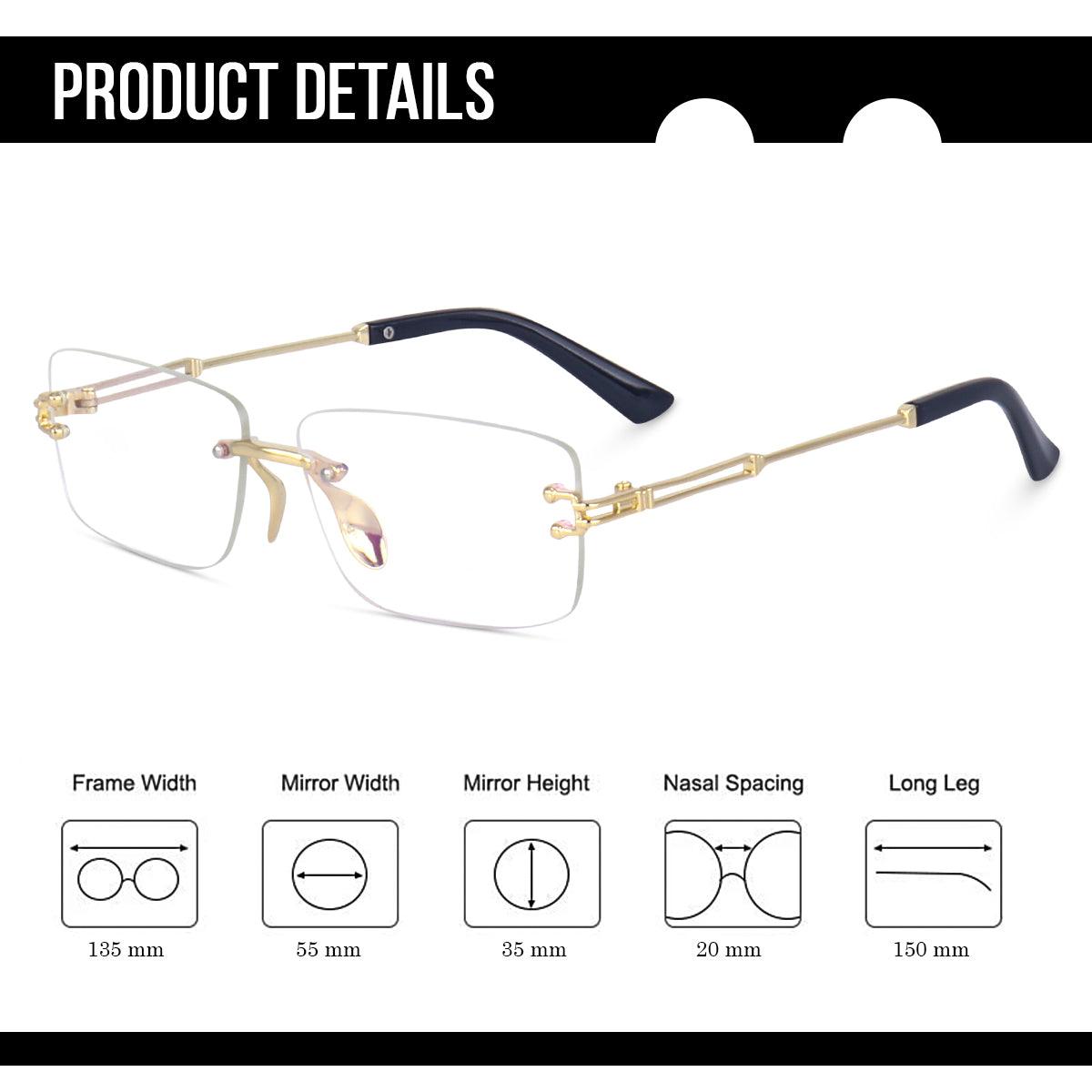 Dervin UV Protected Retro Rectangular Rimless Sunglasses for Men and Women - Dervin