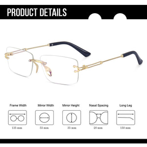 Dervin UV Protected Retro Rectangular Rimless Sunglasses for Men and Women - Dervin