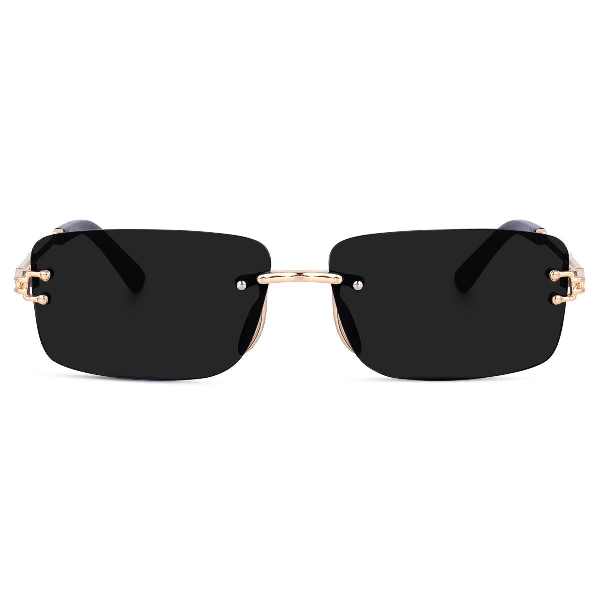 Dervin UV Protected Retro Rectangular Rimless Sunglasses for Men and Women - Dervin