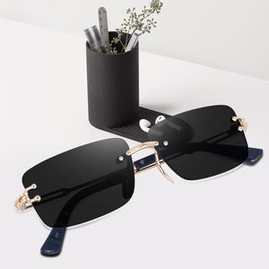 Dervin UV Protected Retro Rectangular Rimless Sunglasses for Men and Women - Dervin