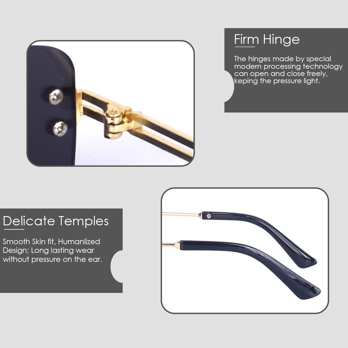 Dervin UV Protected Retro Rectangular Rimless Sunglasses for Men and Women - Dervin