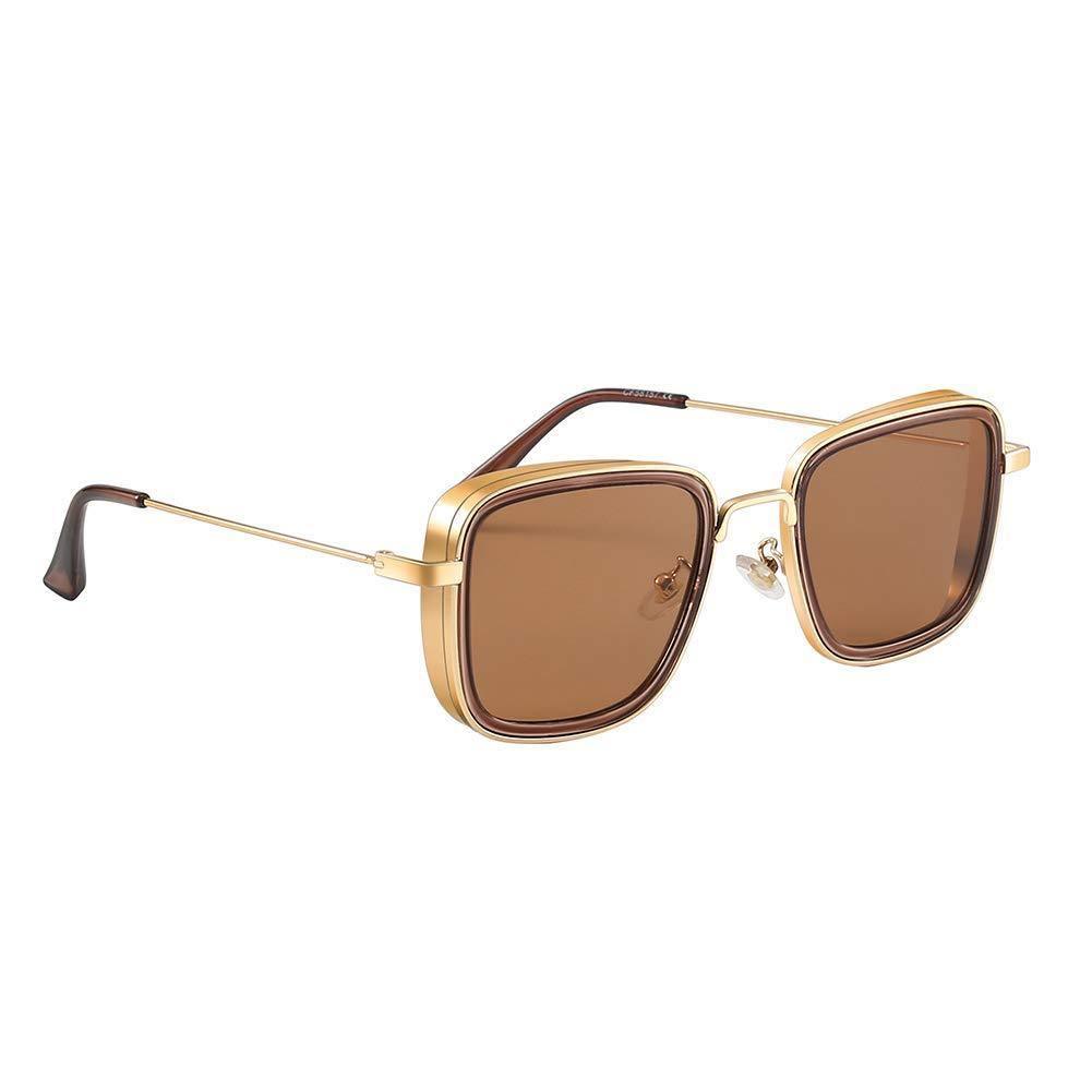 Dervin Kabir Singh Inspired Lightweight Unisex Square Sunglasses (Gold-Brown) - Dervin