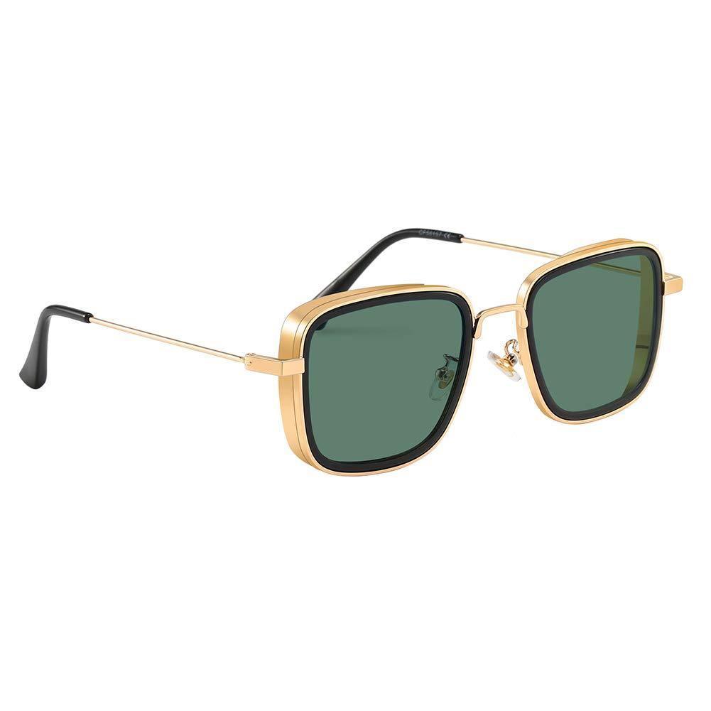 Dervin Kabir Singh Inspired Lightweight Unisex Square Sunglasses (Gold-Green) - Dervin