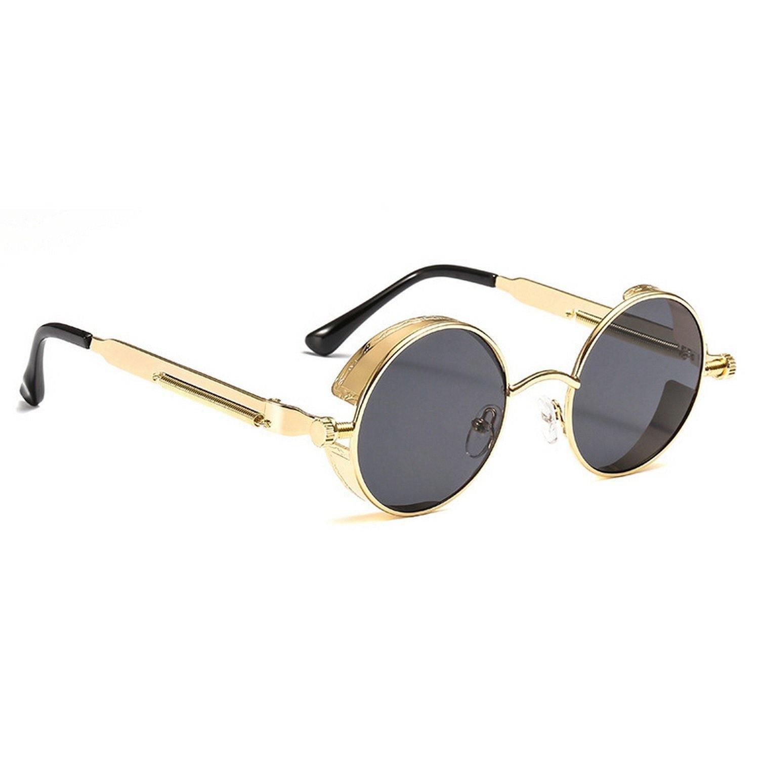 Dervin Retro Metal Round Unisex Sunglass (Black) Dervin