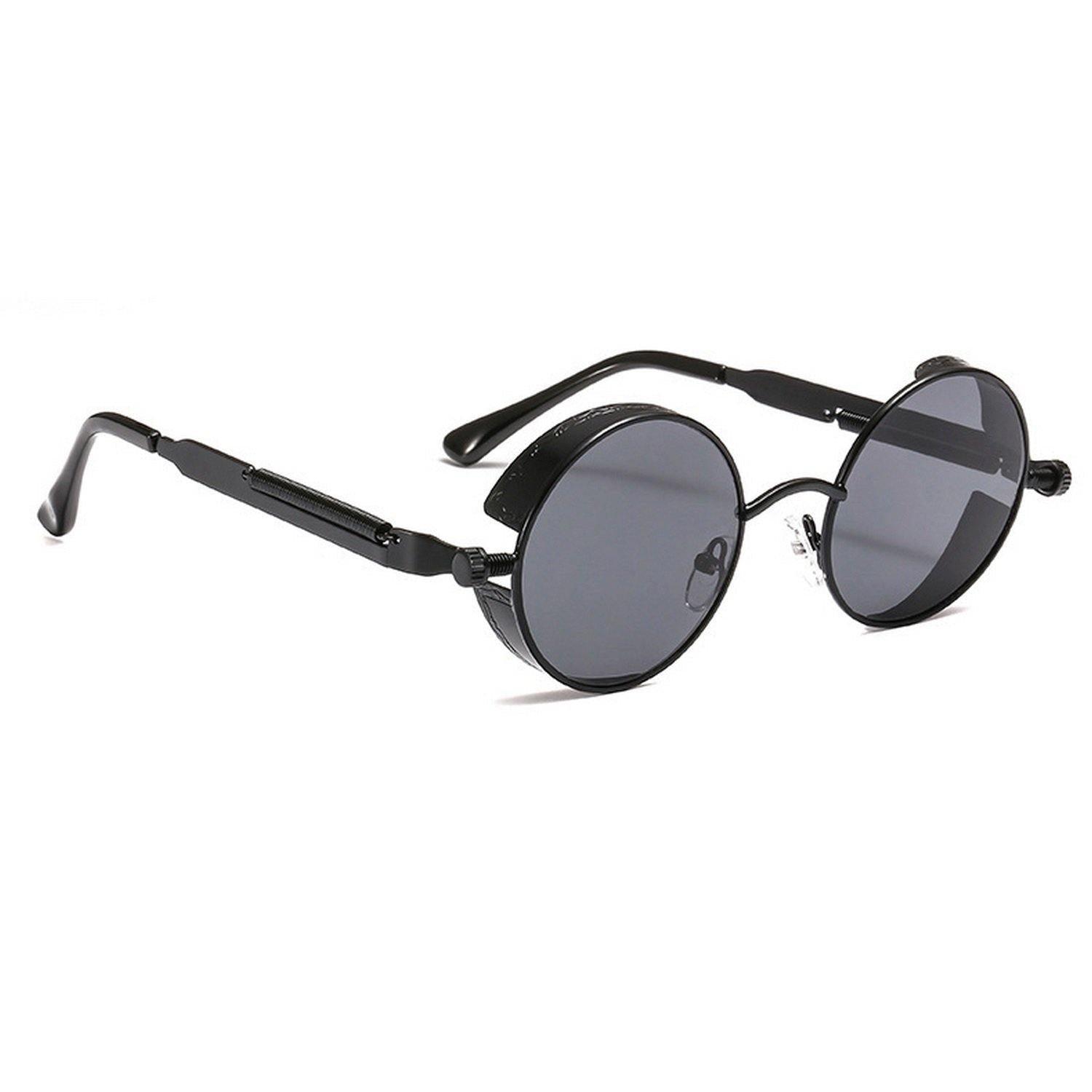 Dervin Retro Metal Round Unisex Sunglass (Black) - Dervin