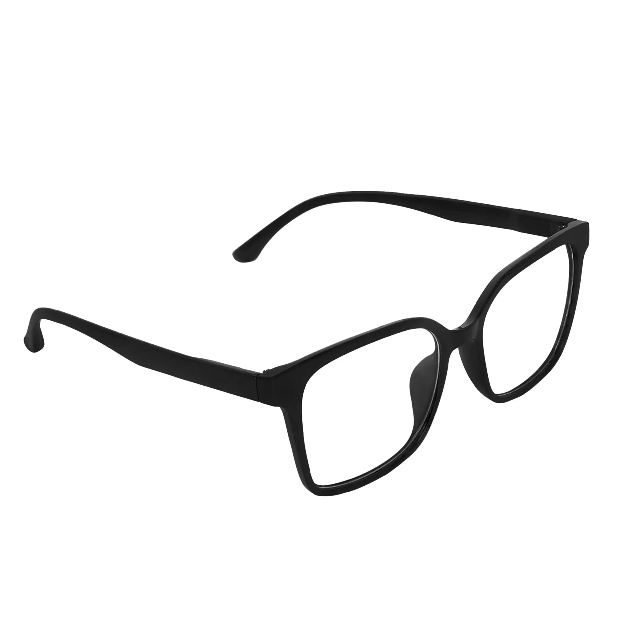 Blue Light Blocking Transparent Square Eyeglasses for Men & Women (Black-Clear) - Dervin