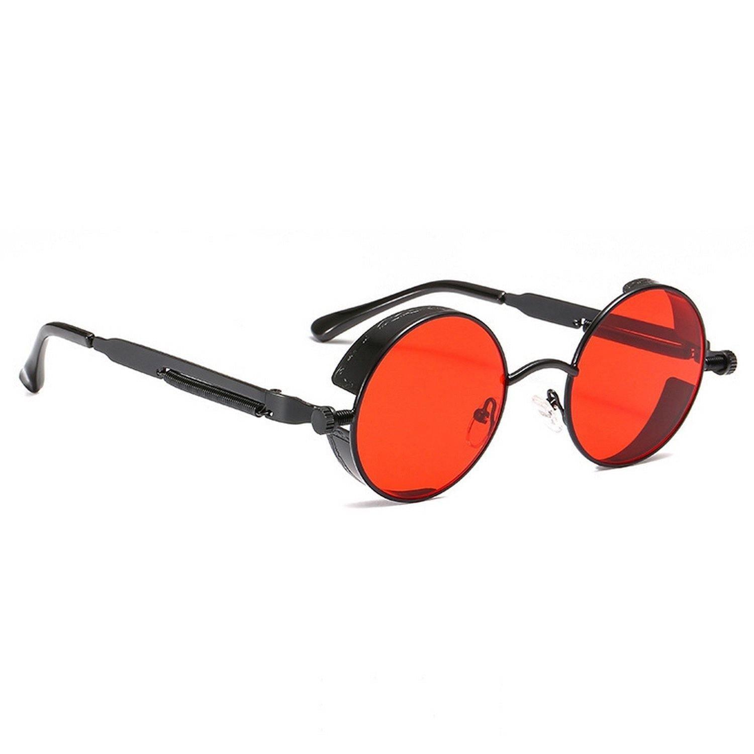 Dervin Retro Metal Round Unisex Sunglass (Red) - Dervin