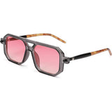 Dervin UV Protected Retro Square Sunglasses For Men & Women (Grey-Pink)