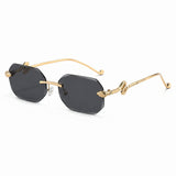 Dervin UV Protected Geometric Octagonal Rimless Sunglasses for Men and Women (Black)
