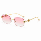 Dervin UV Protected Geometric Octagonal Rimless Sunglasses for Men and Women (Black)